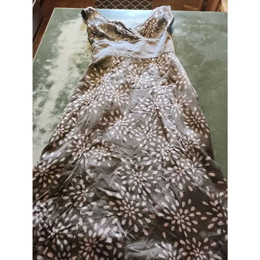 Ted Baker purple &grey silk floral dress sz 3 (M)
